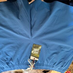 Duluth Trading Co Blue Alaskan Hardgear swim trunks with liner